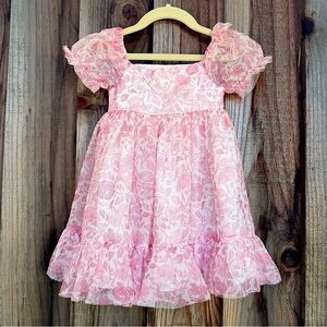 Twirly Floral Pink Tulle Toddler Dress